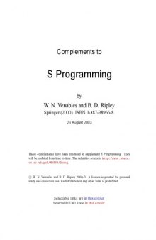 Complements to S Programming