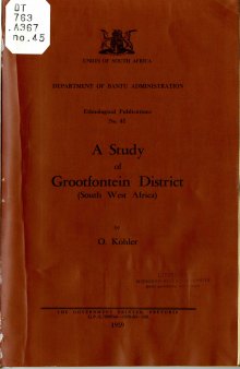 A Study of Grootfontein District (South West Africa) (Namibia)