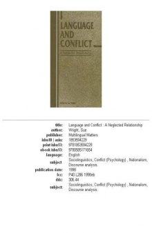 Language and Conflict: A Neglected Relationship