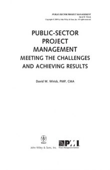 Public-Sector Project Management: Meeting the Challenges and Achieving Results