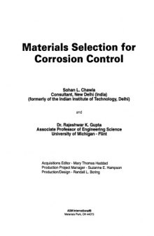 Materials selection for corrosion control