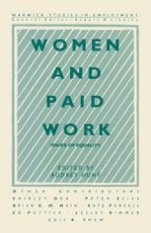 Women and Paid Work: Issues of Equality