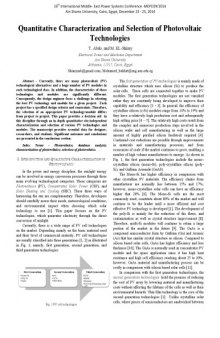 Quantitative Characterization of Photovoltaic Technologies