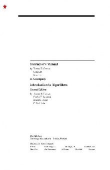 Introduction to Algorithms. Instructor's Manual