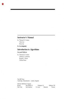 Introduction to Algorithms: Instructor's Manual