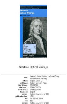 Newton's Optical Writings: A Guided Study (Masterworks of Discovery)