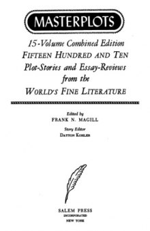 Masterplots Digests of World Literature 15 Volume Set