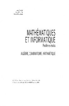 Mathématiques et informatique: problèmes résolus. 1, Algèbre