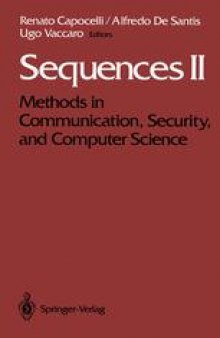 Sequences II: Methods in Communication, Security, and Computer Science