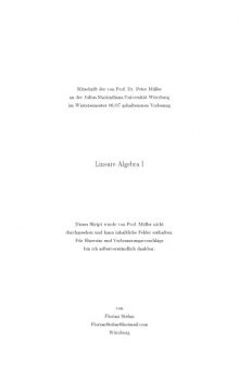 Lineare Algebra 1, Wintersemester 06/07, Mitschrift