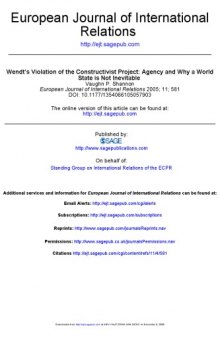 Wendt's Violation of the Constructivist Project: Agency and Why a world State is Not Inevitable