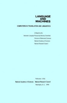 Language and Machines; Computers in Translation and Linguistics; a Report
