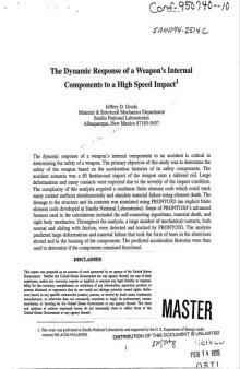 Dynamic Response of a [nuclear] Weapon's Internal Components to High-Speed Impact