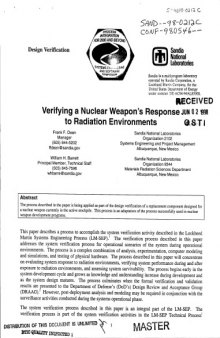 Verifying a Nuclear Weapon's Response to Radiation Environments