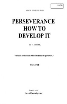 Perseverence: How to Develop It