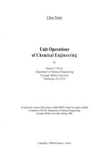 Unit Operations of Chemical Engineering