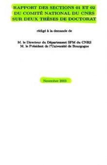 Rapport de CNRS sur deux theses de doctorat de Bogdanoff