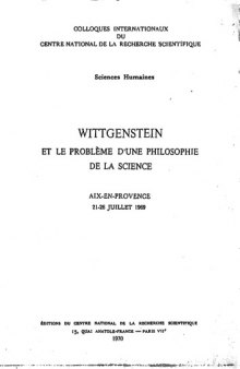 Wittgenstein et le problème d'une philosophie de la science