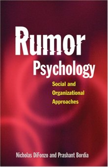 Rumor Psychology: Social And Organizational Approaches