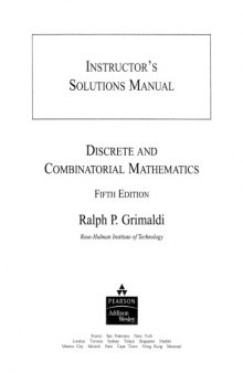 Discrete and Combinatorial Mathematics ,5e (Instructor's Solution Manual)  