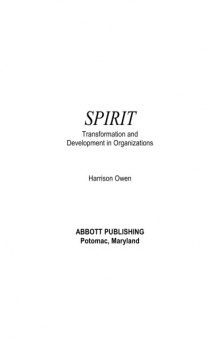 Spirit-Transformation and Development in Organizations