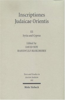 Inscriptiones Judaicae Orientis. Band III: Syria & Cyprus