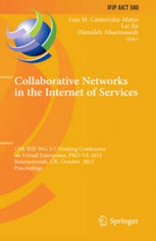 Collaborative Networks in the Internet of Services: 13th IFIP WG 5.5 Working Conference on Virtual Enterprises, PRO-VE 2012, Bournemouth, UK, October 1-3, 2012. Proceedings