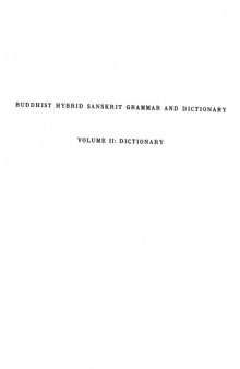 Buddhist Hybrid Sanskrit grammar and dictionary
