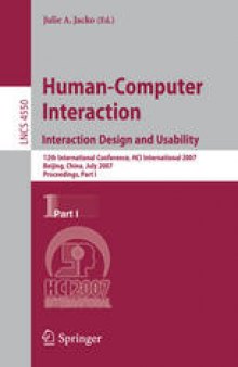 Human-Computer Interaction. Interaction Design and Usability: 12th International Conference, HCI International 2007, Beijing, China, July 22-27, 2007, Proceedings, Part I