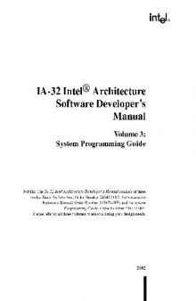 IA-32 Intel Architecture Software Developer’s Manual. System Programming Guide