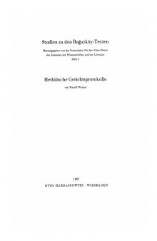 Hethitische Gerichtsprotokolle Studien zu den Bozköy-Texten 4