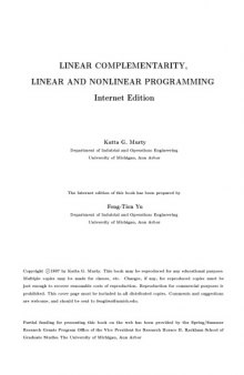 Linear complementarity, linear and nonlinear programming