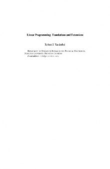 Linear programming, foundation and extensions