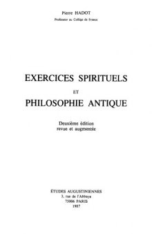 Exercices spirituels et philosophie antique    