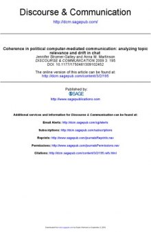 Coherence in political computer-mediated communication: analyzing topic relevance and drift in chat