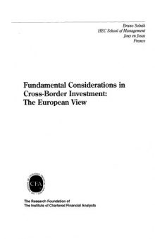 Fundamental Considerations in Cross-Border Investment: The European View