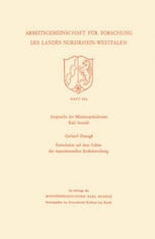 Ansprache des Ministerpräsidenten. Fortschritte auf dem Gebiet der experimentellen Krebsforschung