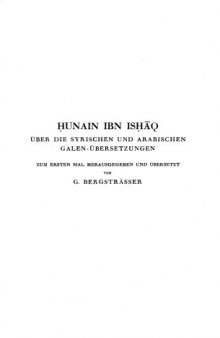 Hunain ibn Ishaq ueber die syrischen und arabischen Galen-Uebersetzungen