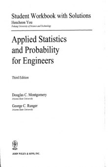 Student Workbook with Solutions Applied Statistics and Probability for Engineers, 3rd Edition