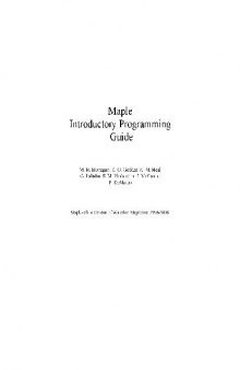 Maple 12 introductory programming guide (ISBN 1897310465)(398s)