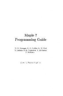 Maple 7 Programming Guide