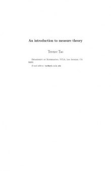 An Introduction To Measure Theory (January 2011 Draft)