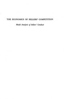 The economics of sellers' competition;: Model analysis of sellers' conduct