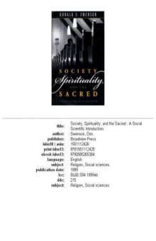 Society, Spirituality, and the Sacred: A Social Scientific Introduction
