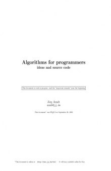 Algorithms for Programmers: Ideas and Source Code