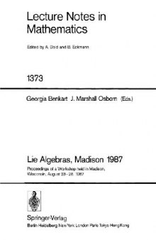 Lie Algebras, Madison 1987: Proceedings of a Workshop held in Madison, Wisconsin, August 23–28, 1987