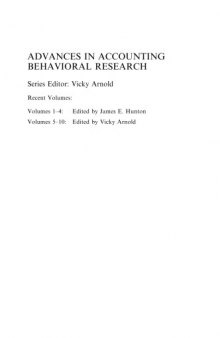 Advances in Accounting Behavioral Research, Volume 11