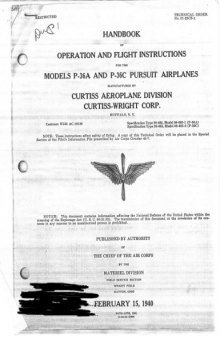 Handbook of Operation and Flight Instructions for the Models P-36A and P-36C Pursuit Airplanes