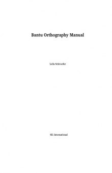 Bantu Orthography Manual