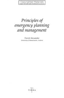 Principles of emergency planning and management